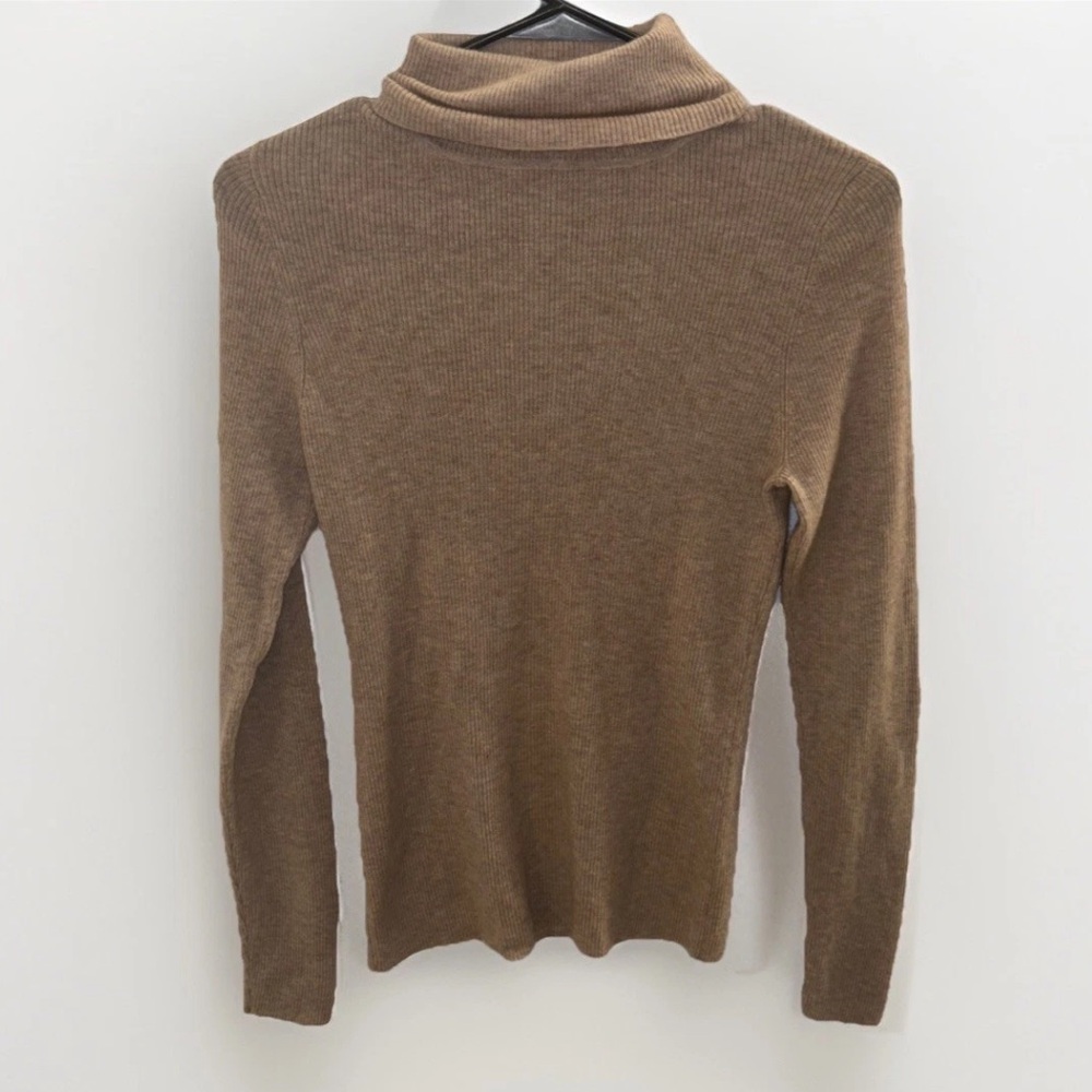 Kenar Women's 100% Cashmere Turtleneck Sweater, Size L Tan Color